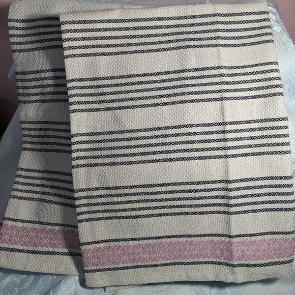 Luxurious Thick European Tea/Guest Towels Cotton Portugal Set 2 Pink/Charcoal - Picture 1 of 6